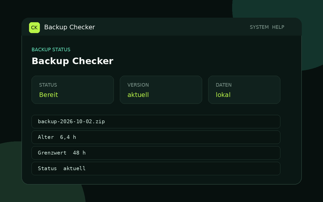Oberfläche von Cyberknecht Backup Checker