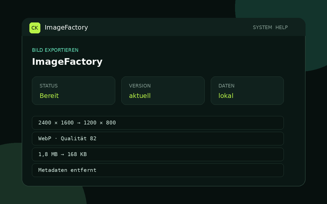 Oberfläche von Cyberknecht ImageFactory
