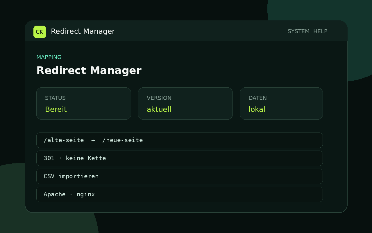 Oberfläche von Cyberknecht Redirect Manager