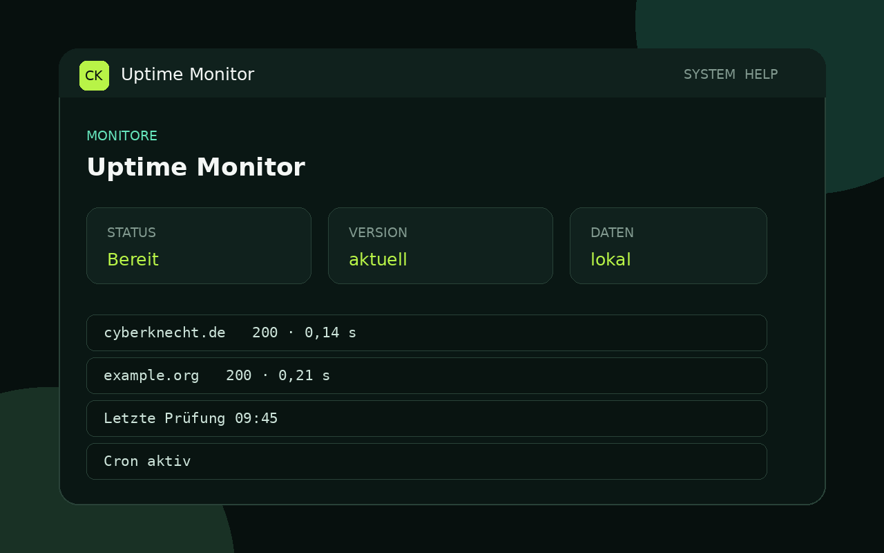 Oberfläche von Cyberknecht Uptime Monitor